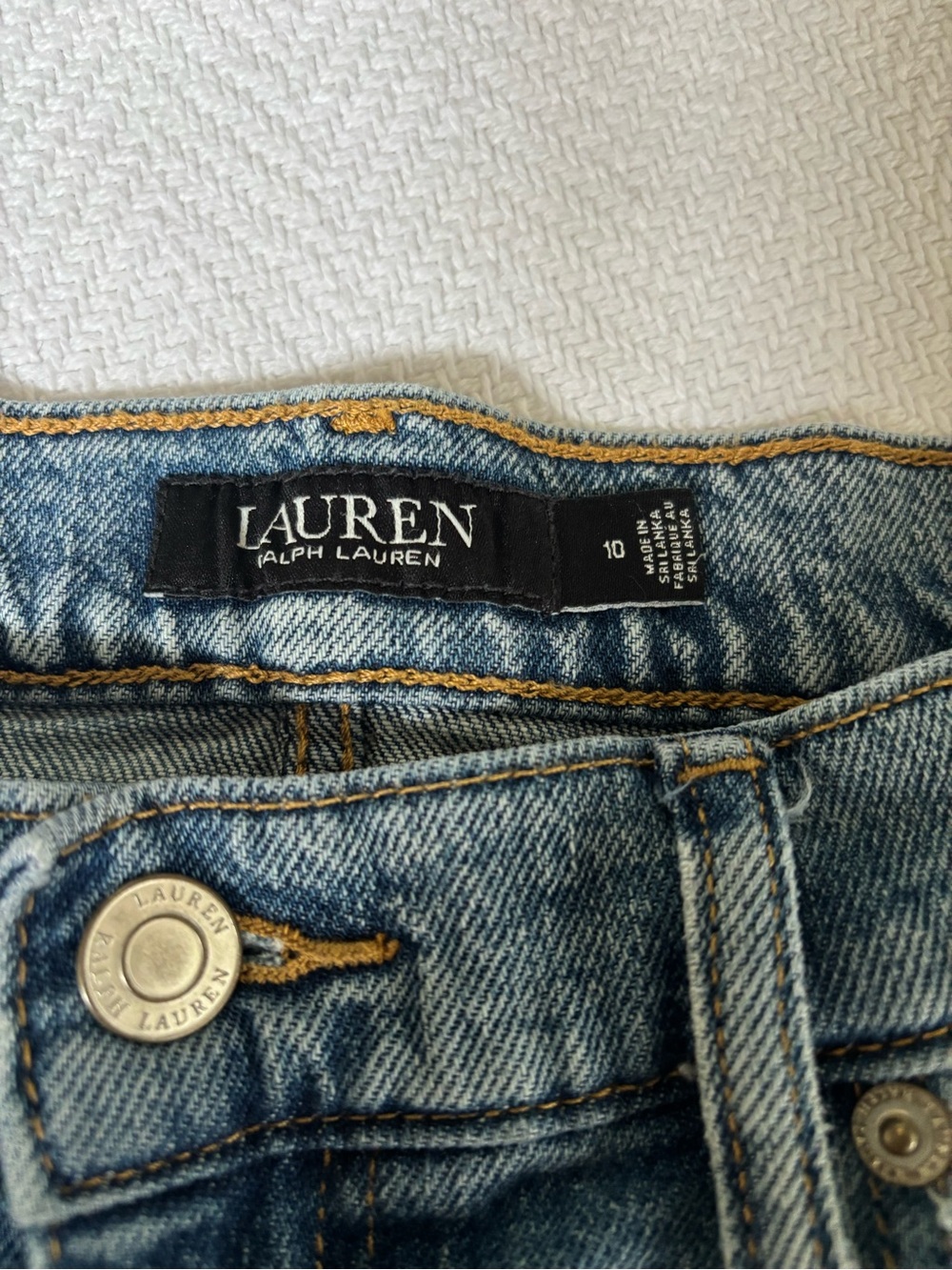 Lauren Ralph Lauren Light Blue Denim Jeans with Gold Stitching